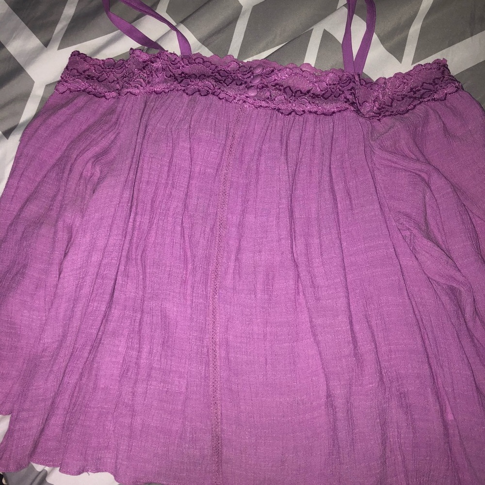 Gianni Bini  purple off the shoulder blouse